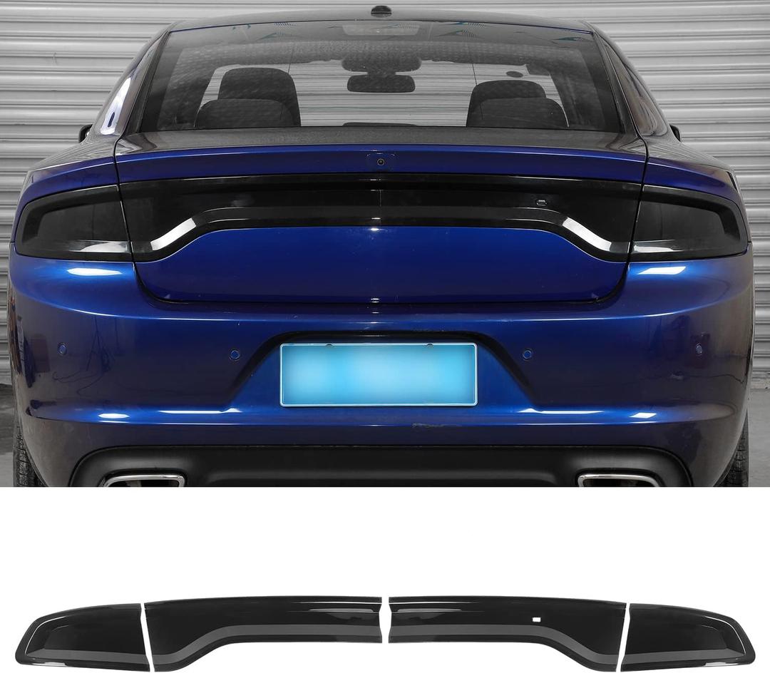 RAZPOY for Charger Tail Light Lamp Covers, Smoked Rear Light Guards Compatible with 2015-2024 Dodge Charger Exterior Accessories, ABS Smoke Black