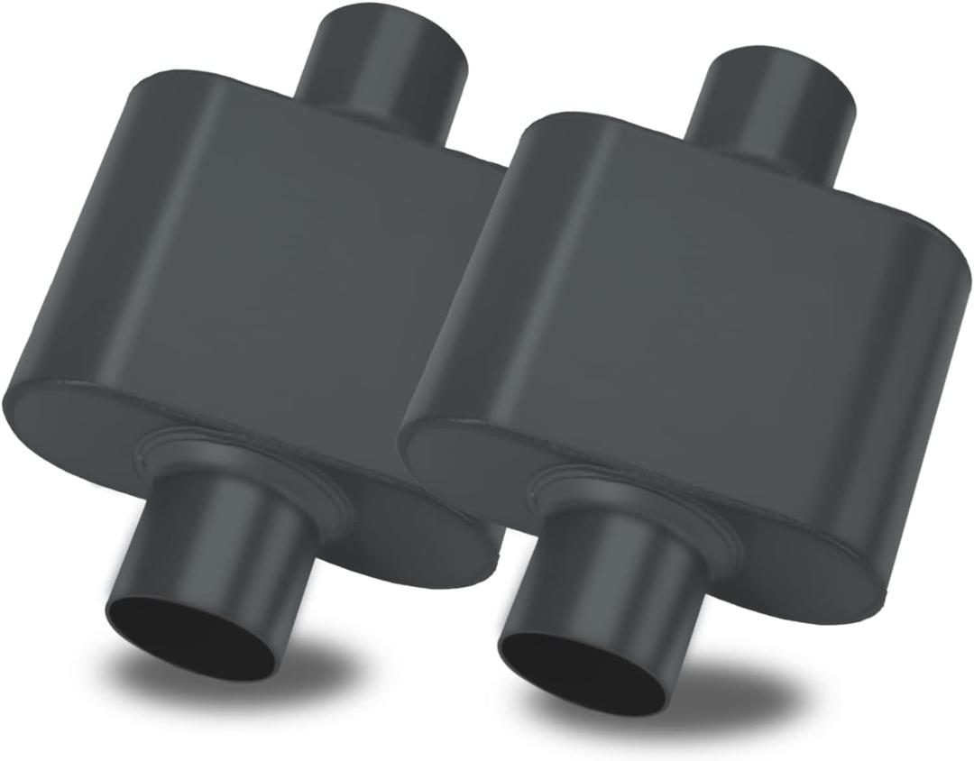 Pair of Single Chamber Performance Race Muffler 3" Center/Center Universal Steel Muffler (3 Inch)