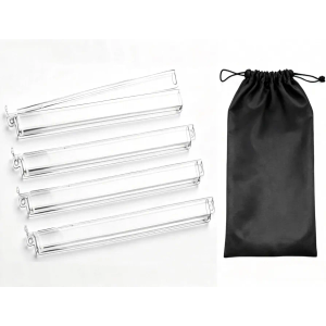 Mahjong Racks with Pushers Set of 4, Clear Acrylic All-in-One Tile Rack & Pusher Combo, Modern American/Chinese Mahjong Accessories with Storage Bag (4 Clear)