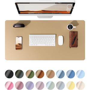 YSAGi Leather Desk Protector, Office Mat, Large Mouse Pad, Non-Slip PU Leather Blotter, Laptop Desk, Waterproof Writing Pad for Office and Home (Latte, 23.6" x 13.8")