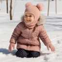 HONGTEYA Toddler Winter Hat Scarf Glove Set, Unisex Baby Kids Velvet Lined Knitted Hat with Neck Warmer for Cold Weather (Pink)