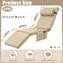 RattanView 2 Pcs Outdoor Chaise Lounge Cushion with Pillow and Side Pockets Waterproof Lounge Chair Cushions for Outdoor Furniture Patio Lounger Pad for Outside Pool Lawn (Beige,72 x 21 x 4)