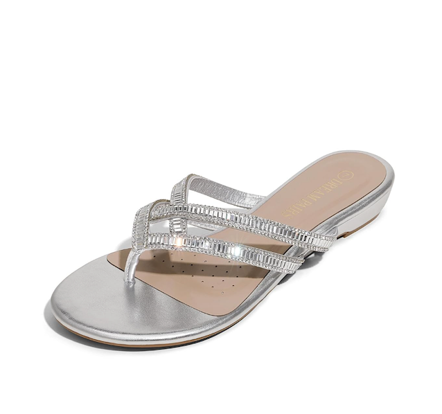 DREAM PAIRS Women's Fashion Rhinestones Design Slides Sandals