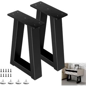 14 Inch Trapezoid Metal Table Legs Black Bench Legs,DIY Furniture for Coffee/Side Table, Bench Stool Cabinet Feets - Set of 2