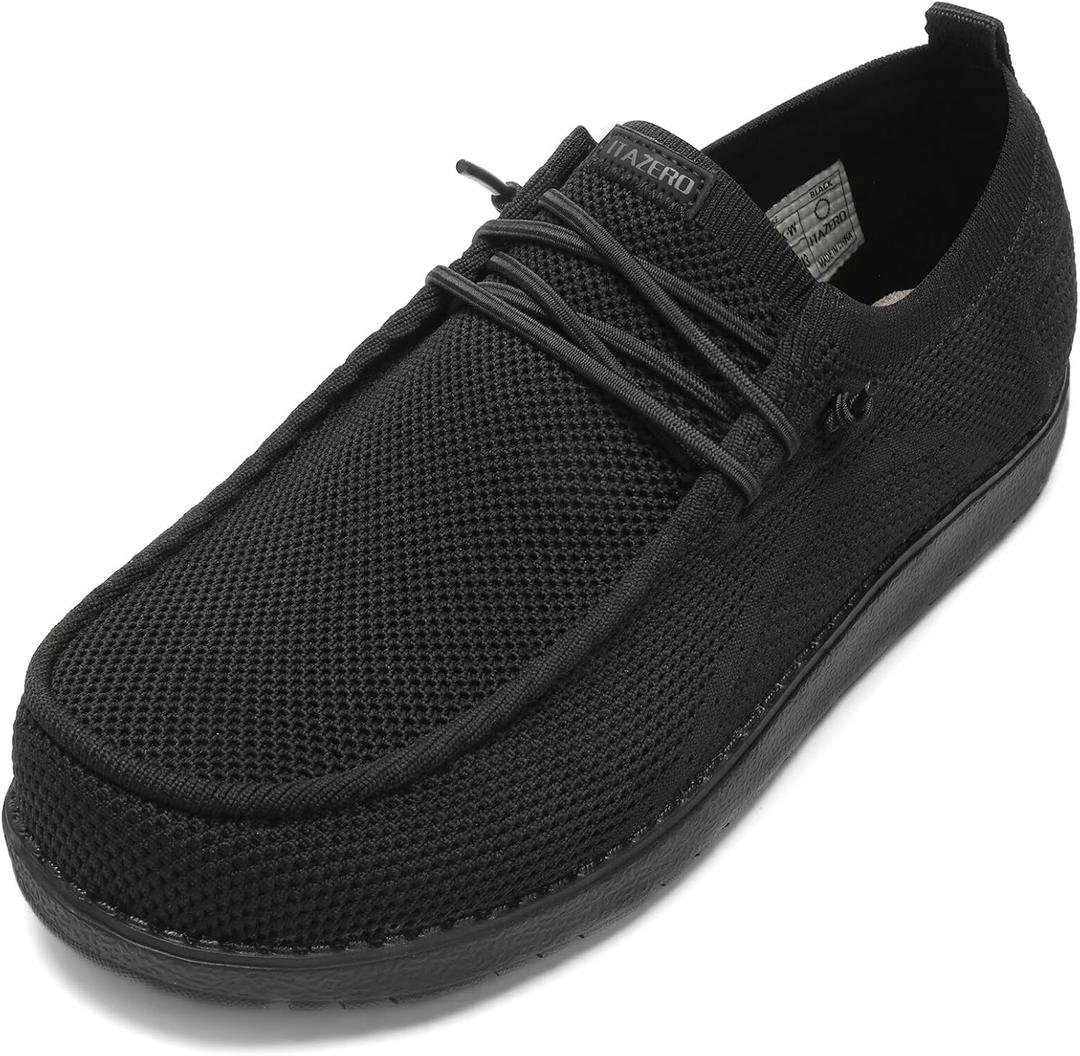 1TAZERO Wide-Shoes for Men-Slip on Walking-Loafers Casual-Shoes - Wide Width Comfortable Orthopedic Shoes for Men with Arch Support for Plantar Fasciitis (15 Wide, Black)