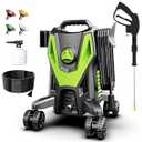 DECOKTOOL Electric Pressure Washer - 4500 PSI 3.0GPM Electric Power Washer with 4 Anti-Tipping Wheels, 4 Different Nozzles, 35FT Power Cord, Soap Cannon for Car, Garden, Yard, House, Green 