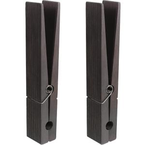 Blulu 2 Pcs 12 Inch Jumbo Wooden Clothespins Large Clothespin Towel Holder Giant Wooden Clothes Pins Large Clothes Clips with Spring for DIY Craft Winter Farmhouse Bathroom Laundry Room(Dark Color)