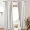 Linen Curtains, Ivory, W52, 2 Pieces, Back Tab Noise Reducing Textured Linen Look Windows Curtains 80" Length for Classroom