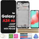 LCD Screen Replacement Touch Display Digitizer Assembly with Frame for Samsung Galaxy A24 4G A245 SM-A245F SM-A245M 6.5 inch