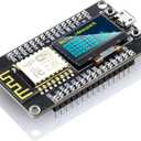 NodeMCU ESP8266 Development Board with 0.96 Inch OLED Display, CH340 Driver, ESP-12E WiFi Wireless Module, and Micro USB Works Great for Arduino IDE/Micropython Programming (Pin Header Soldered)