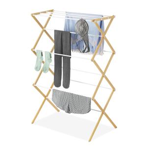 Whitmor Foldable Clothes Drying Rack: 3 Tier Laundry Drying Rack, Collapsible Drying Rack Clothing, Portable Space Saving Clothing Rack for Indoor Outdoor, 17.0 L x 29.5 W x 43.5 H, Wood