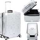 Veki Clear Suitcase Cover PVC Protector with Zip, Waterproof Transparent Luggage Cover Protective Bag, for Plastic Trolley Case Cover Protect Suitcases from Scratch for Travel Accessories (32inch, Panax Pseudoginseng Open)