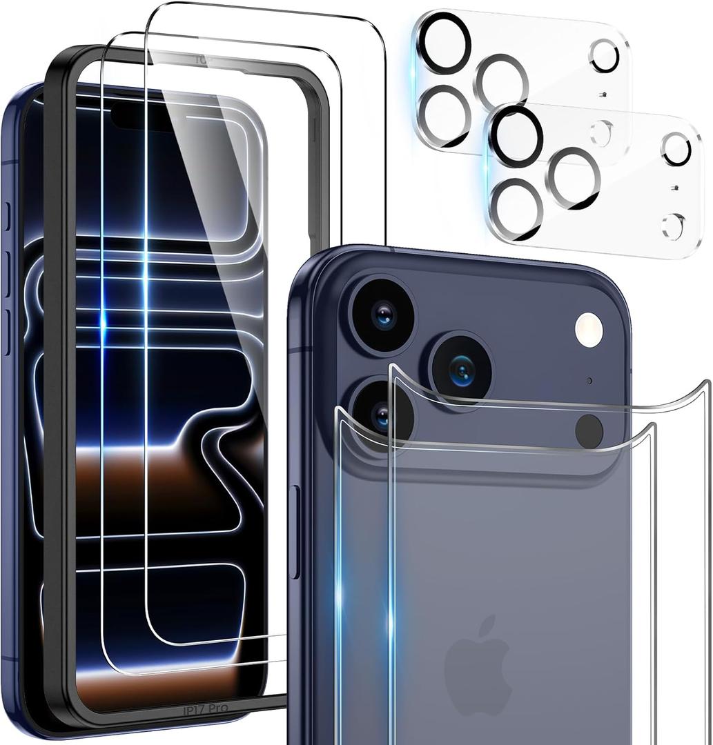 Maxdara for iPhone 17 Pro Screen Protector (6.3 inches), iPhone 17 Pro Back Screen Protector and Front Screen Protector with Camera Protector [2+2+2 Pack], 9H Hardness