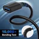 3 Pack USB 3.0 Extension Cable 15 Feet, USB A Male to Female Extender Cord, 5Gbps Data Transfer for Webcam, Printer, Keyboard, Mouse, Flash Drive, Hard Drive, Controller, Black Cable with 5 Cable Ties