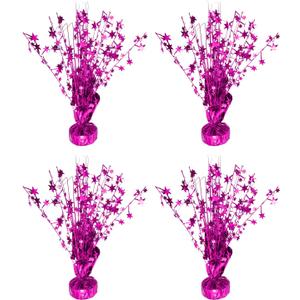 uxcell 4Pcs Metallic Foil Spray Centerpiece, 12.2" Star Table Decoration Spray Decoration for Christmas Wedding Birthday Party Graduation Celebration New Year, Rose Red