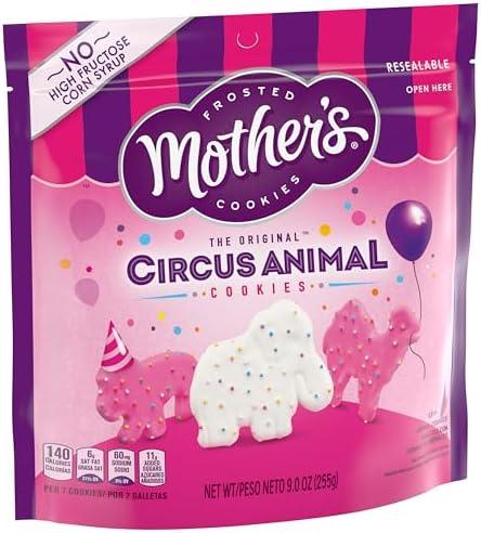 Mother's Original Circus Animal Cookies, 1 Resealable Bag, 9 oz, Pack of 2, Best By: 06/22/25