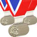 Quelay 100 Pcs 2'' Award Medals Bulk Gold Winner Medals with Neck Ribbons Metal Trophy Award Prize Gift for Tournaments, Competitions, Party, Kids and Adults
