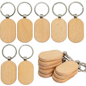TFoRibbon Blank Wooden Key Tag Key Chain Rectangle Wood Engraving Blanks 20 Pack