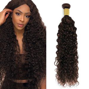 Color #4 Human Hair Bundles Chocolate Brown Water Wave Single Brown Bundle Human Hair 34 Inch Double Weft Grade 12A Unprocessed Virgin Remy Hair Extension