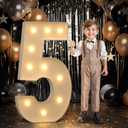 imprsv 4FT Marquee Number 5 Light up Number 5th Birthday Decorations Large Numbers Big Mosaic Numbers for Balloons Birthday Decor Number Five Balloon Frame Anniversary Decors