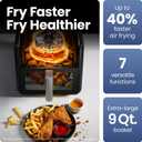 Chefman Air Fryer 9 Qt | TurboFry 7-in-1 High-Powered 450F Cooking for Crispier and Even Results | XL Basket with Viewing Window | Air Fry, Bake, Broil, Reheat, Dehydrate, Defrost, Keep Warm