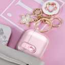 (with Safety Lock) Clear Case Compatible with Cute Apple Airpods 4 Cases 2024 Women, VISOOM Soft TPU Transparency Air pods 4 Gen Cases iPods 4 Earbuds Case Girl Bling Keychain for Airpod iPod 4th Gen, Pink