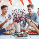 Childom 6 Pcs Red White and Blue Flowers Artificial for Memorial Day Decorations,4th of July Decorations,16 Inch Patriotic Star Accessories,Patriotic Floral Stems for Home,Party,Table Centerpieces