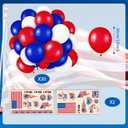 4th of July Decorations 33ft American String Flags Banner+ 10Pcs Handheld USA Stick Flag+ 30Pcs Red White Blue Balloons+2 Sheet Stickers Party Decor for 4th of July America Patriotic Day Memorial Day