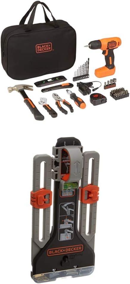 BLACK+DECKER 8V Drill/Home Tool Kit with MarkIT Picture Hanging Tool Kit (BDCD8PK & BDMKIT101C)