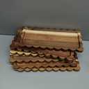 LemonRoad 6 Pcs Scalloped Acacia Wood Serving Platters and Trays, 11.8 x 5.1 Inch Acacia Wood Serving Tray Charcuterie Boards Platters for Food or Desserts Bread Cheese Fruit Tea