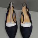 Divanne Slingback Pumps, Women's Pointed Toe Low Heel Sandals Slingback Strap Kitten Heel Pumps Evening Party Wedding Shoes-Navy Blue Suede-7M US
