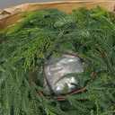 12 Ft Norfolk Pine Garland, Christmas Garland with Lights, Real Touch Realistic Greenery Cedar Garland for Mantle Table Indoor Outdoor Christmas Decorations