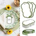 60Pcs Elegant Name Place Cards for Table Setting-1.96inx3.75in Unique Shape,Same Color Satin Ribbon,Ideal as Gift Tags and Place Cards for Weddings Banquets & Parties (Sage Green, Style 1)