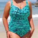 Yonique Women Plus Size One Piece Swimsuits Tummy Control Bathing Suits Twist Front Ruched Swimwear 16W
