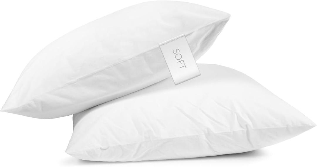 Digital Decor 100% Cotton Queen Size Hotel Pillows, U.S. Made Hypoallergenic Pillows with Down Alternative Fiber Fill, Set of 2, Three Comfort Levels, (Soft, Medium, Firm) Soft