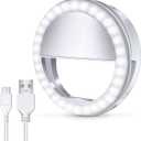 Meifigno Selfie Ring Light, [Rechargeable] with 36 LED Lights, 3-Level Adjustable Brightness Clips On Phone Ring Light Compatible with iPhone 16 15 14 13 12 11 Plus Pro Max iPad Laptop Samsung, White
