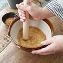 Mino Ware Sesame Grinder Bowl with Pestle, 7 inches - Durable Ceramic with Retro Dotted Pattern, Versatile for Dressings and Sauces (White, Large)