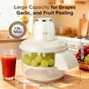 JOYHILL Electric Grape Peeling Machine, Automatic Fruit and Garlic Peeler for Grape Tomato Cherry, 50W Motor with Stainless Steel Blades, Rechargeable Cordless Kitchen Peeling Tool (White-1PC)