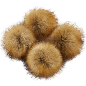 Homtable 6IN Large Faux Fur Pompoms, 4 Pieces Big Pom Pom Balls Fluffy Pompom Ball with Elastic Loop for Shoes Scarves Gloves Scarves Bag Key Chain Charms Accessories Faux Mink Fur Color