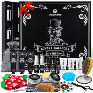 Mens Advent Calendar Gift Set, Lionmane Beard Care Set 2025 Advent Calendar Countdown Gifts, 24 Days Christmas Gift for for Adult Men Father Boyfriend Grandpa Husband, Xmas Holiday Surprise Gifts