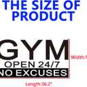 SEATUNE X-Large Gym Wall Stickers - Inspirational Quotes Motivational Fitness Wall Decals - Bedroom Gym Garage Home Vinyl Art Wall Decor - Gym Open 24.7 No Excuses 36.2"X19"