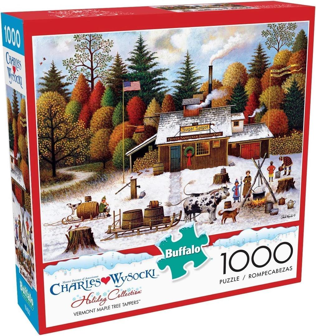 Buffalo Games - Charles Wysocki - Vermont Maple Tree Tappers - 1000 Piece Jigsaw Puzzle for Adults -Challenging Puzzle Perfect for Game Nights - Finished Size is 26.75 x 19.75