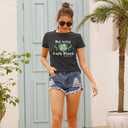 St Patricks Day T-Shirt Women Lucky Four Leaf Clover Shirts Irish Shamrock Holiday Tee Tops (Large, Grey)