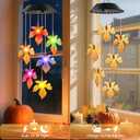 Fall Decor Thanksgiving Decorations Birthday Gifts for Women, Winzwon Solar Lights Outdoor Wind Chimes for Outside Garden Yard Patio Porch Decor Hanging Maple Leafed Halloween Autumn Decorations