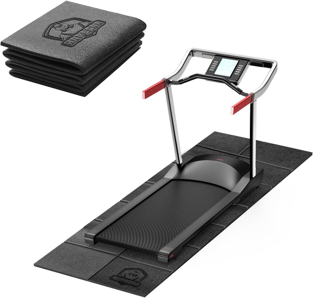 HAPBEAR Treadmill Mat  68"x24"x1/5" Thick Non-Slip Foldable Exercise Equipment Mat for Walking Pad, Weight Bench & Treadmill  Shock Absorbing Floor Protector for Home Gym, Carpet & Hardwood Floors