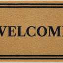 OLANLY Front Door Mat, Low Profile Doormat, Stain and Fade Resistant, Easy to Clean, for Indoor and Outdoor Entrances, Patio Porch or Entryway, Brown (30x17 Inch, Welcome)