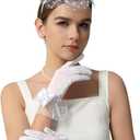 2025 Kentucky-Derby Fascinators Hats for Women Church Tea Party Accessories Outfits with Lace Gloves (M)