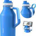 TOURIT 64oz Insulated Water Bottle Stainless Steel, Half Gallon Large Water Jug with 2-in-1 Handle, Double Wall Vacuum Metal Keep Cold & Hot, Wide Mouth Sport Water Flask For Gym, Travel, Blue