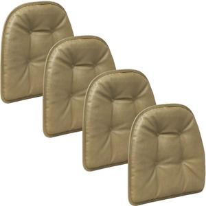 Klear Vu Omega Non-Slip Chair Cushions, Assembled in USA, U-Shaped Skid-Proof Seat Pads for Dining Room, Kitchen, Office, 15"x16", 4 Pack, Leather Taupe