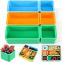 6 Pack Silicone Bento Box Dividers, Reusable Leakproof Dips Containers for Lunch Box, Dishwasher Microwave Freezer Safe, Meal Prep Food Storage, 3 Colors